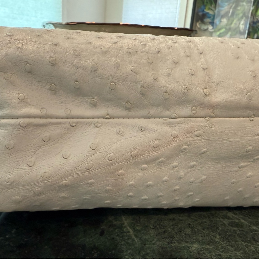 PERRIN vintage ostrich leather white tote - Picture 6 of 15